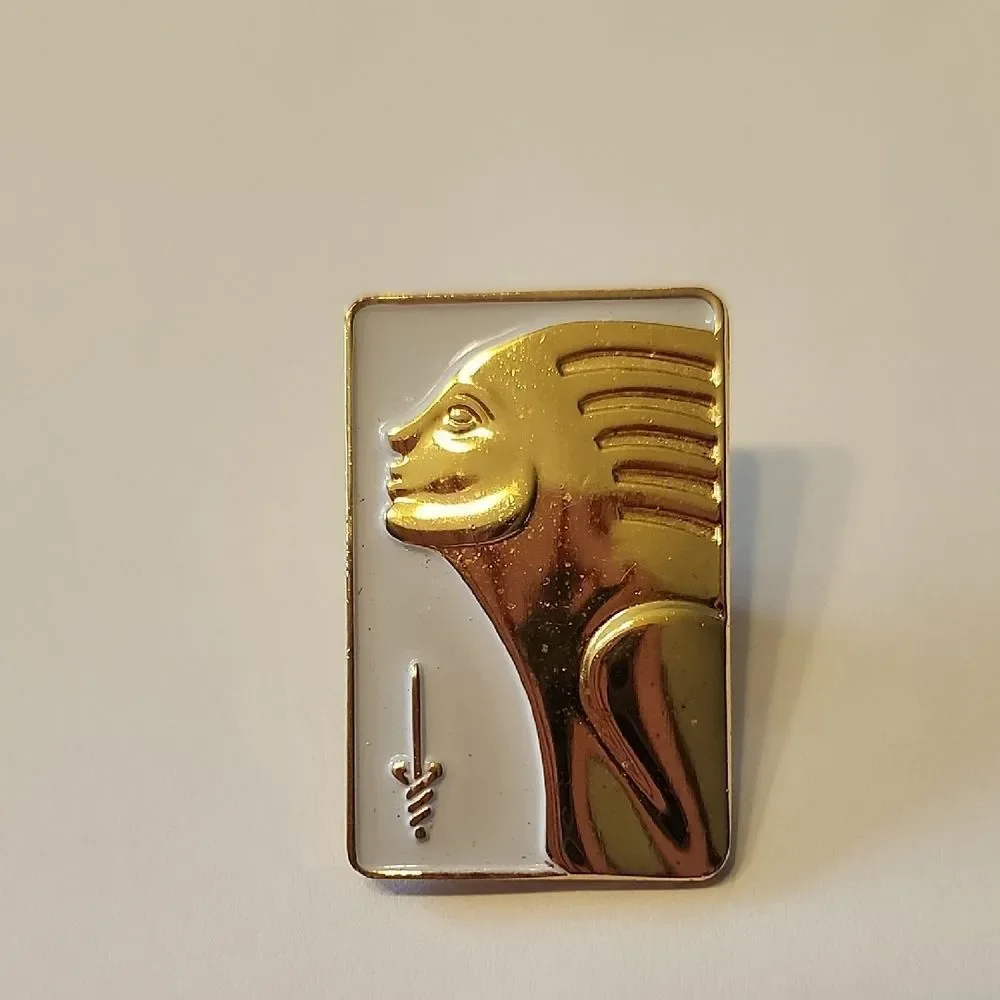 Vintage American Cancer Society Breast Cancer Awareness Lapel Pin Gold White